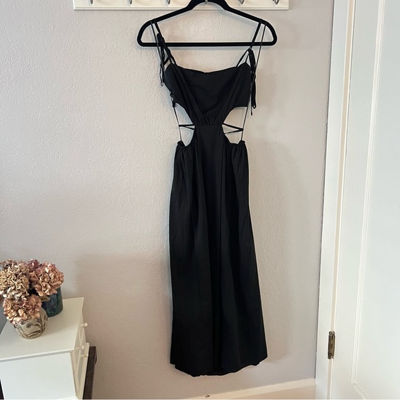 Reformation True Cut-Out Strappy Black Midi Dress - Picture 3 of 8